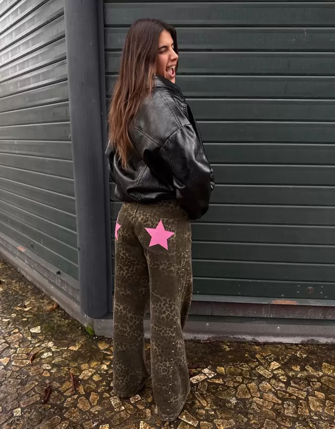 Straight fit twill broek