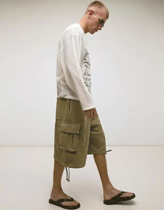 Cargo jorts bermuda met verwassen effect