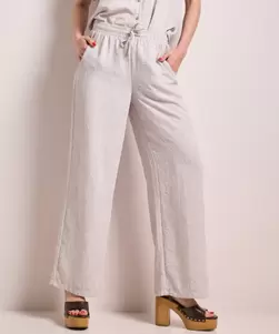 Linnenlook wide fit broek
