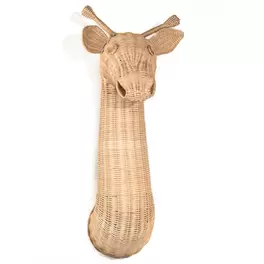 Wanddecoratie Rotan giraffekop/lamp rotan