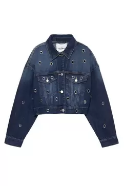 Denim jack met eyelets