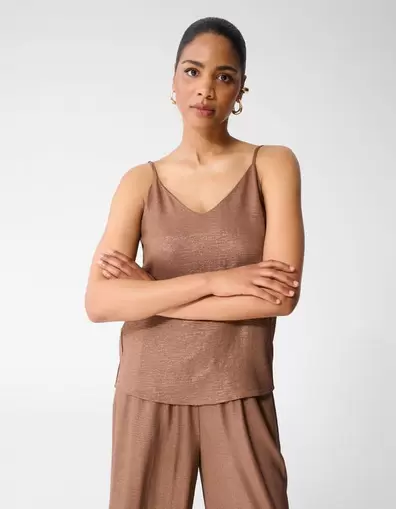 Twist Glitter Singlet Bruin