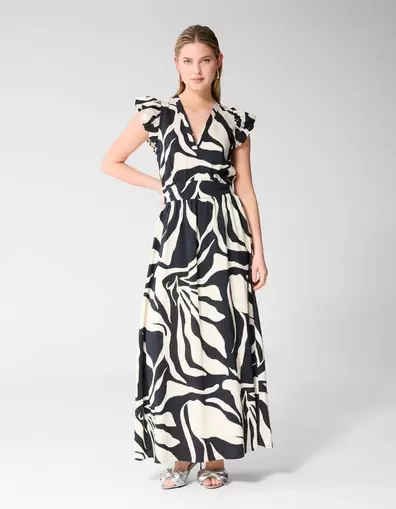 Printed Maxi Jurk Zwart