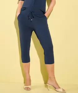 Slim fit capri broek travelstof
