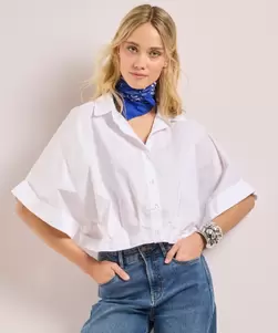 Cropped blouse met korte mouw