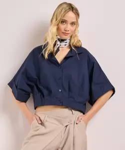 Cropped blouse met korte mouw