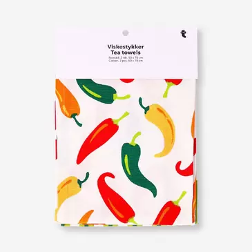 Set of tea towels with chillies and stripes - 2 pcs