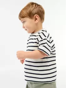 Gestreept T-shirt met korte mouwen van katoen