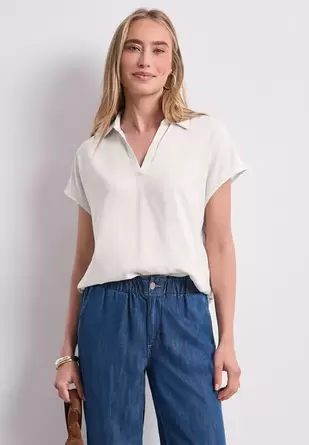 Blouseshirt met overhemdkraag en elastische zoom