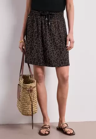 Knielange rok met elastische tailleband