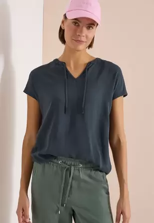 Blouse met korte mouwen en structuurmix