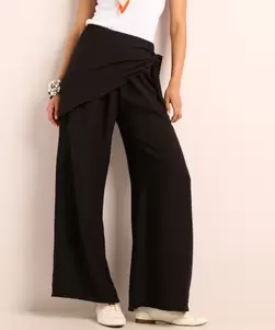 Wide fit pantalon met overslag