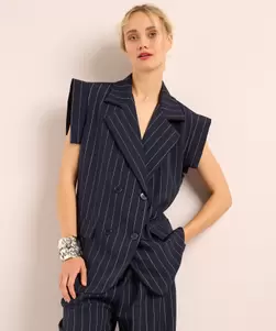 Mouwloze blazer met strepen