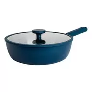 Hugo Kennis hapjespan met deksel - blauw/zwart - ø28x8 cm