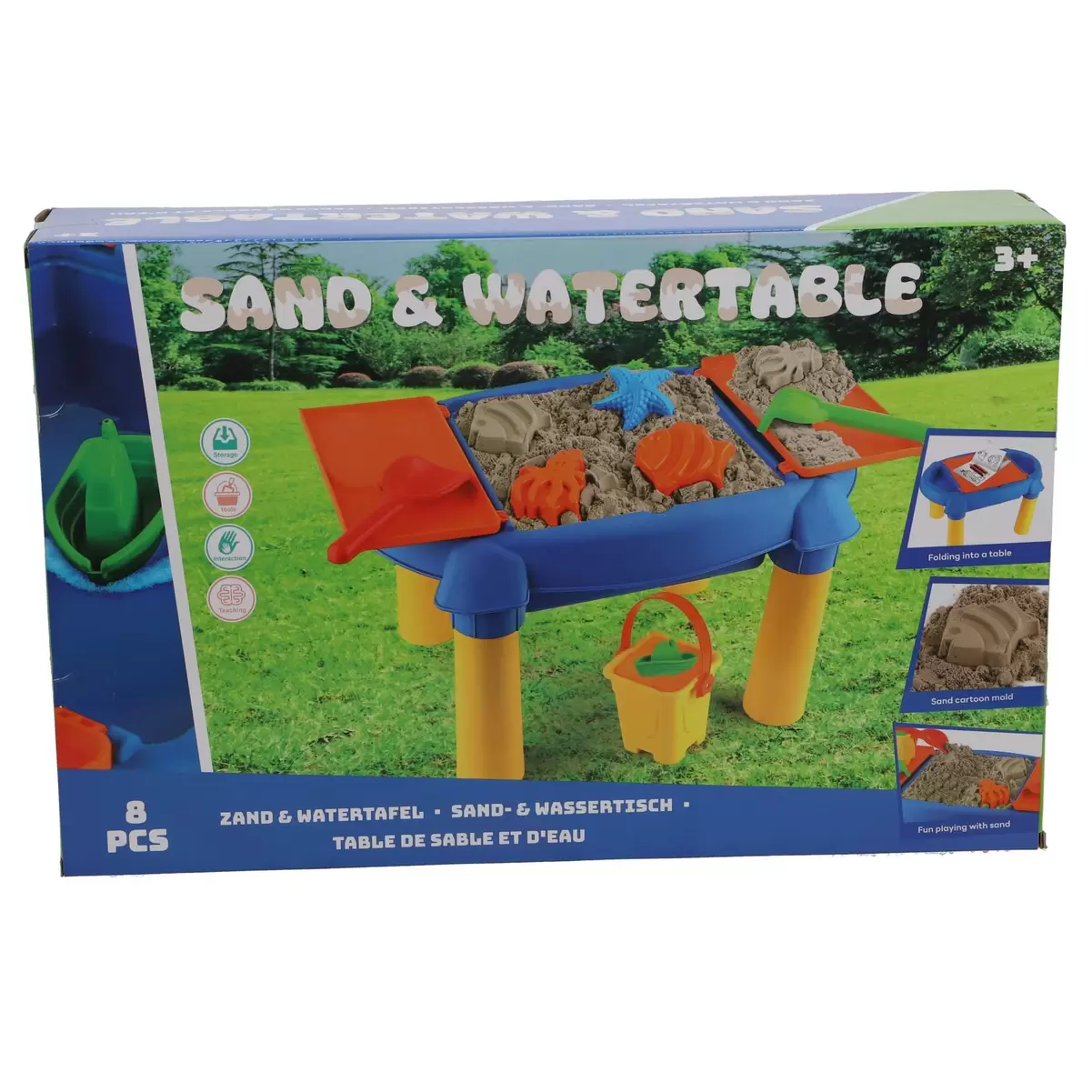 Zand en water tafel 48x32x29 cm rood/geel/oranje