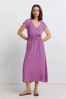 Vestido midi liso goma cintura