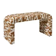 Bankje grafisch - geel/beige - 49x100x36 cm