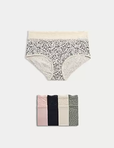 Set van 5 katoenrijke broekjes met hoge taille en print