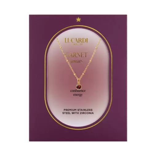 Stainless steel goldplated ketting met geboortesteen hanger