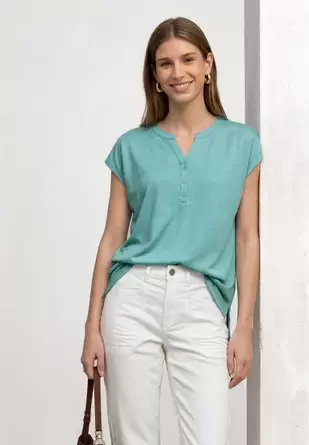Shirt met losse schouders en gespleten hals