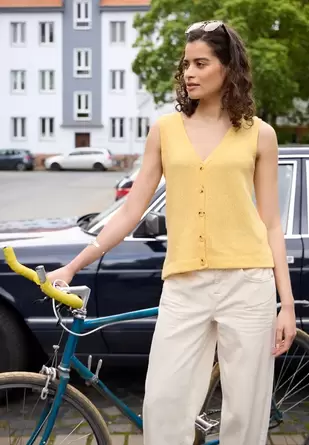 Gilet met V-hals en gebreide look