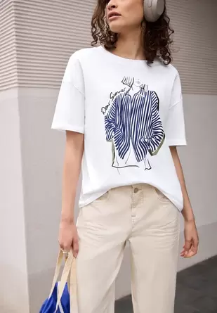 Shirt met ronde hals en frontprint