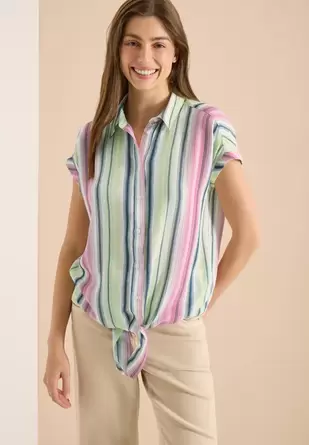 Overhemdblouse met strepen en knopen