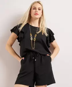 T-shirt met ruffle mouwen
