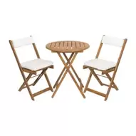 Tuinset Kreta met kussens - rond - set van 3 - bruin/wit