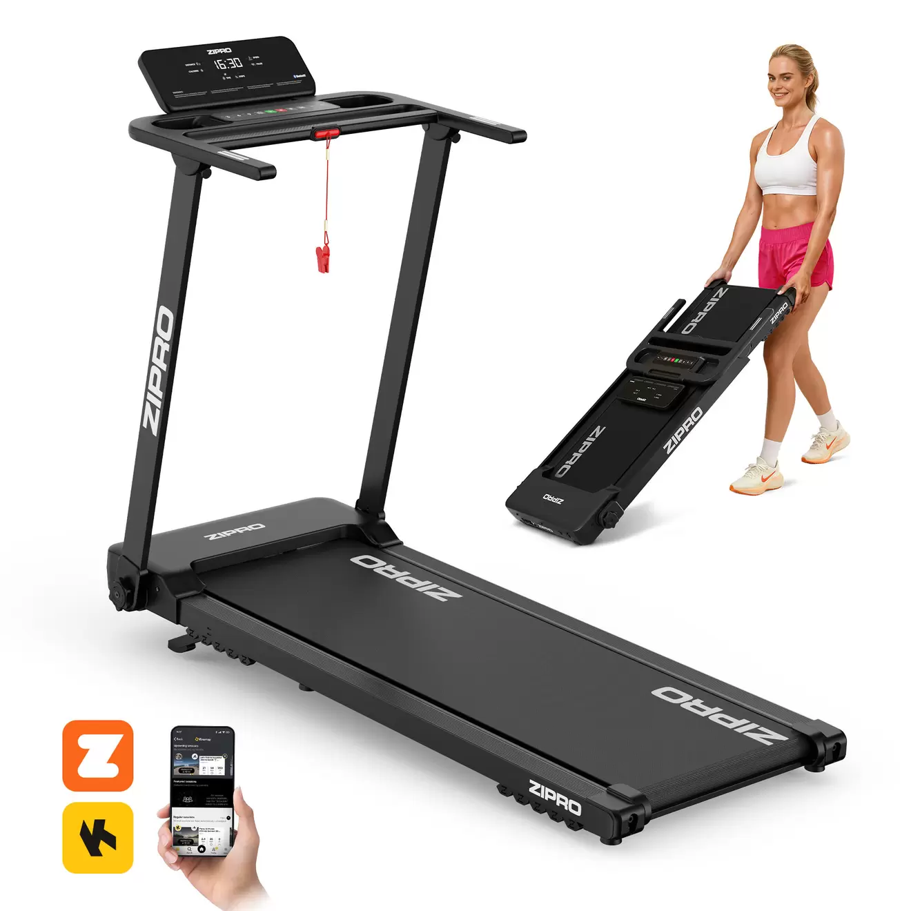 Opvouwbare loopband Forma 12 km/h, 2 niveaus helling, Zwift/Kinomap, Bluetooth