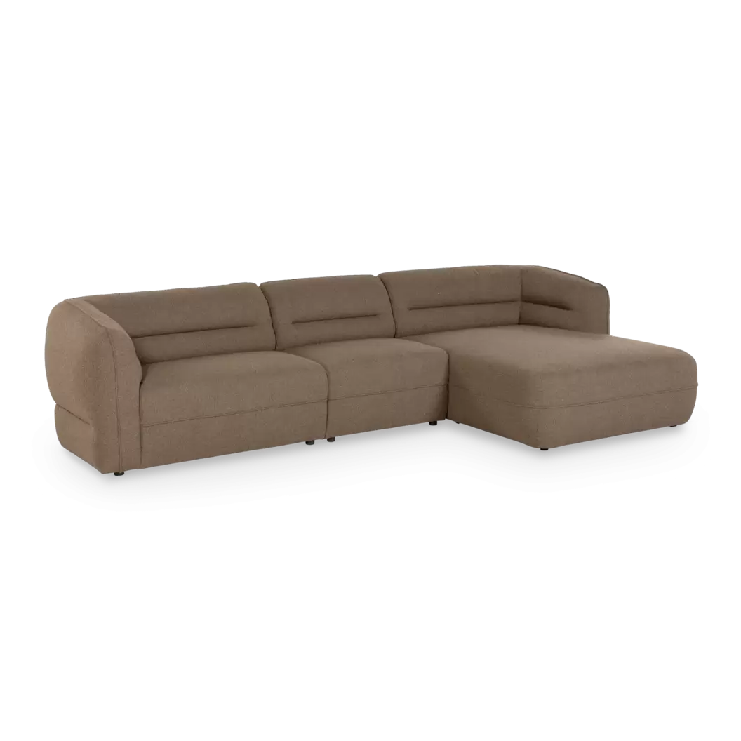 Hoekbank Prestige - 2,5-zits + longchair - stof Rhythm bruin