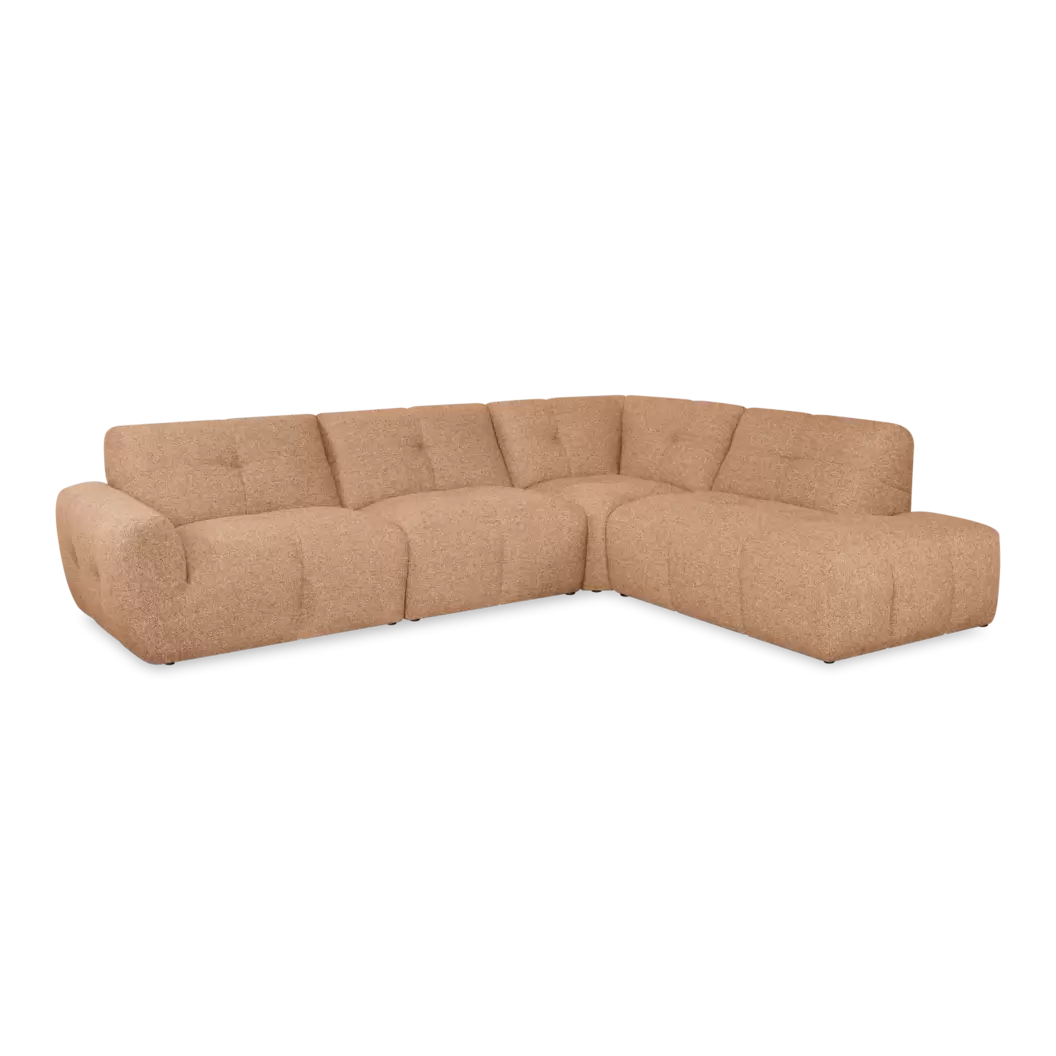 Hoekbank Andalucia - 3-zits + ottomane - stof Cayenne Cognac - comfortabele loungebank - OP=OP