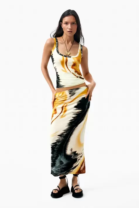 Top met bandjes en print