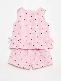 Set met blouse en short met vichyprint - 2-delig
