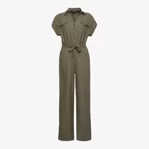 TwoDay dames crinkle jumpsuit korte mouw groen