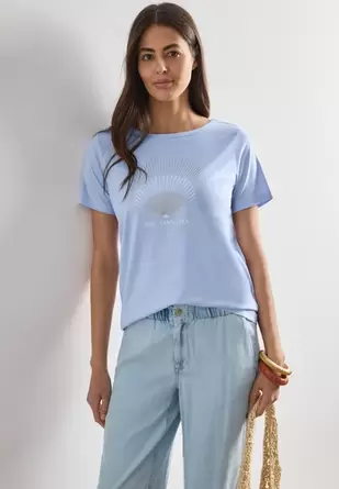 Shirt met ronde hals en foliedetails