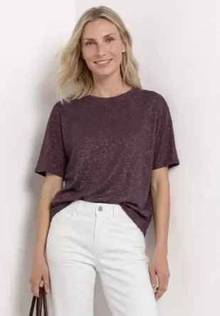 Shirt met overhangende schouders en glitterdetails
