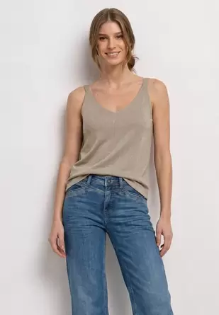 Top met V-hals en glitterdetails