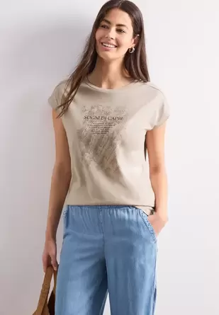 Shirt met hangende schouder en artwork