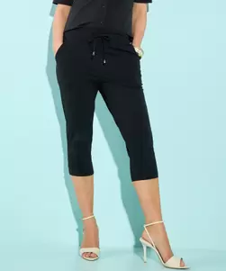 Slim fit capri broek travelstof