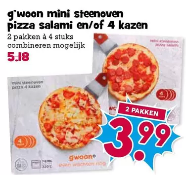 mini steenoven pizza salami en/of 4 kazen