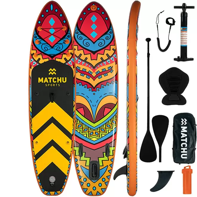 SUP Board met zitje - Deluxe - zwart/oranje