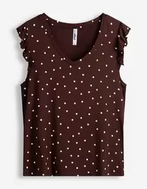 Top - Polkadots - Donkerbruin