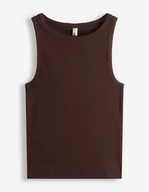 Cropped top - Geribd - Donkerbruin