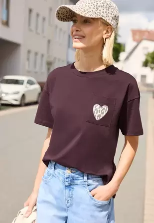Shirt met ronde hals en borstzak