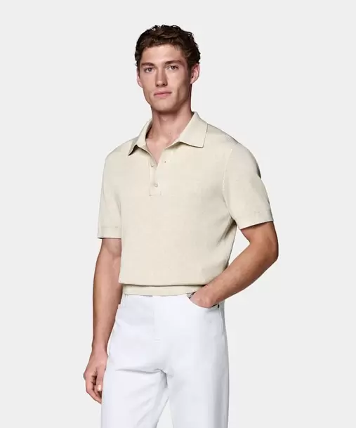 Sand Ribbed Polo