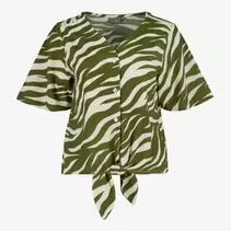 TwoDay geknoopte dames blouse zebraprint groen wit