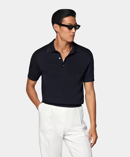 Navy Ribbed Polo
