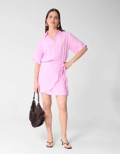 Structuur Knot Mini Jurk Roze