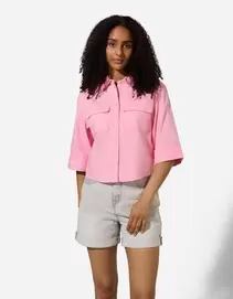 Overhemdblouse - Effen - Roze